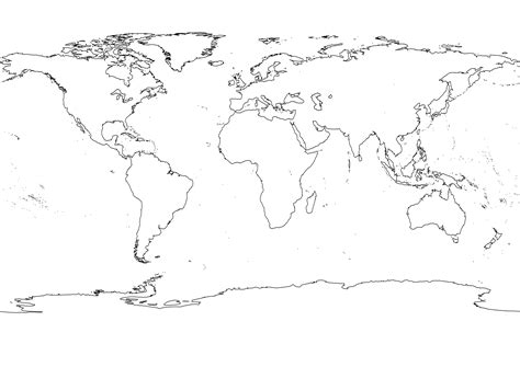 Map of the World Black and White